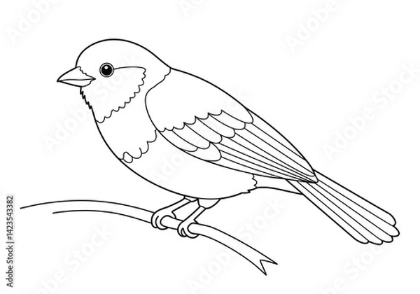 Fototapeta A creative bird-themed coloring template in line drawing style, isolated on white, great for fun activities or educational coloring books.