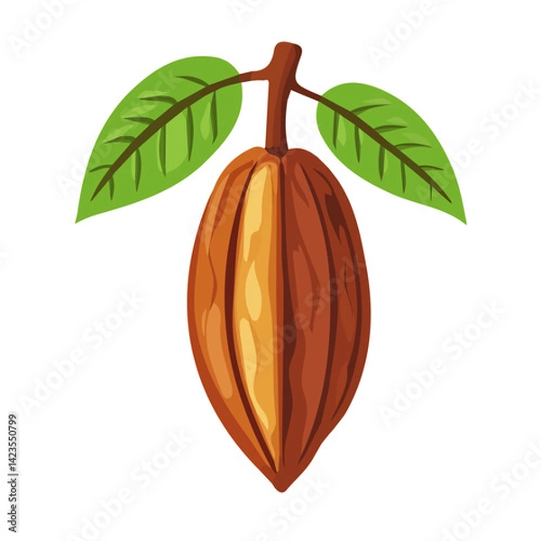 Obraz My Simple flat 2D illustration cacao pod isolated on a transparent background, vector, flat design, animation design, simple flat 2D icon, clipart
