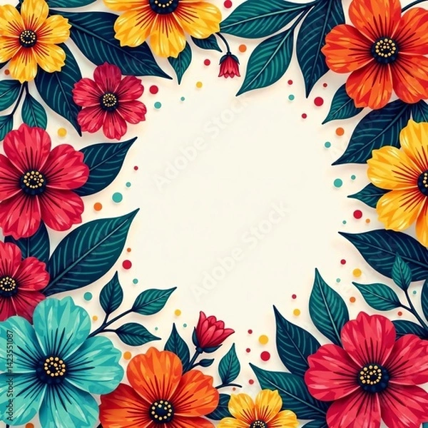 Fototapeta Abstract floral composition with a blend of bold colors and intricate shapes, botanic, artistic, wallpaper