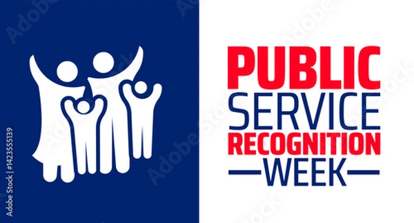 Fototapeta public service recognition week background banner or poster design template. observed every year in May. Holiday concept. Use to any Template, card, poster, placard, template.