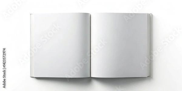 Fototapeta A4 Brochure Mockup, Blank Book Pad, Double Exposure Photography, White Background, Empty Template, Stationery Design, Realistic Mockup