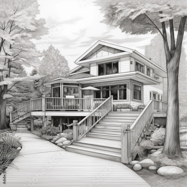 Obraz Minimalist house sketch 