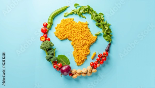 Obraz Vegetables Surrounding an Artistic Map of Africa