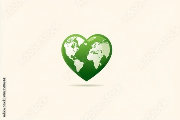 Fototapeta Minimalist icon of Earth with a green heart overlay