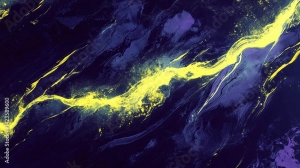 Fototapeta Ultraviolet neon streaks swirl in misty marble cyberpunk style