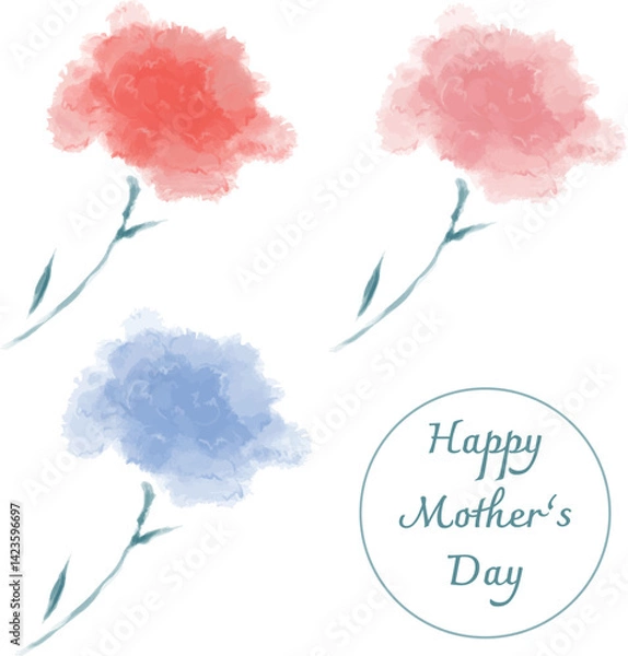 Fototapeta カーネーション・母の日用・水彩風