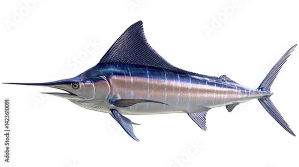 Fototapeta streamlined marlin with pointed bill, sleek body, clean 