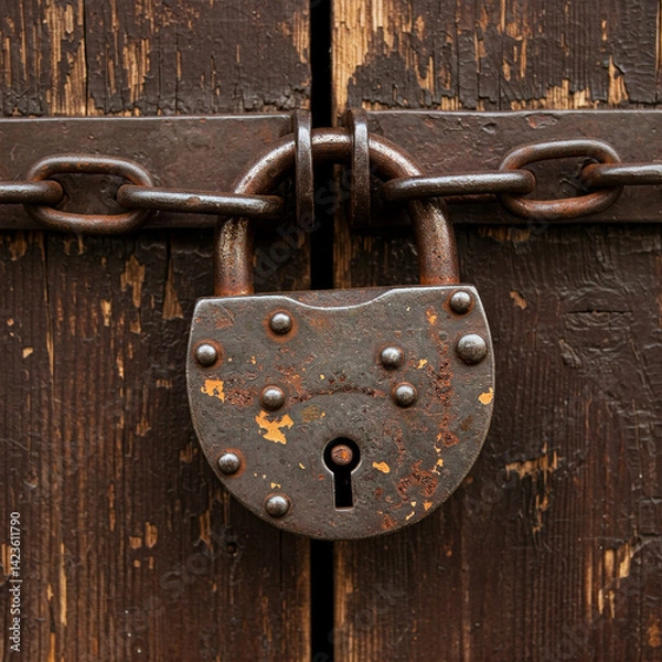 Obraz old padlock on the door