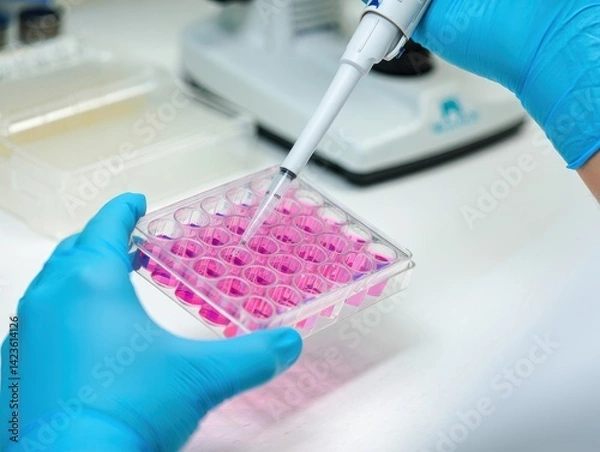 Obraz Precise_Liquid_Transfer_in_a_Laboratory_Setting:_A_Scientific_Research_Process_in_Action.