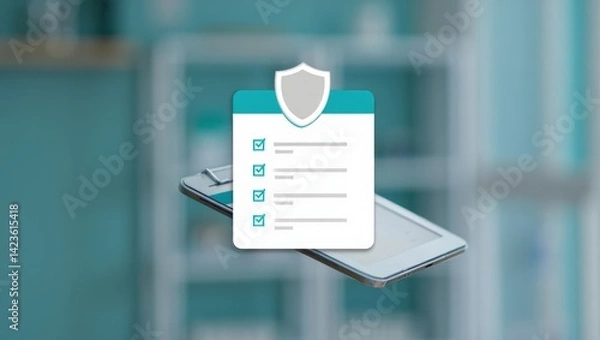 Obraz Modern_Digital_Checklist_on_a_Tablet_with_Security_Protection_-_A_Seamless_Technology_Design