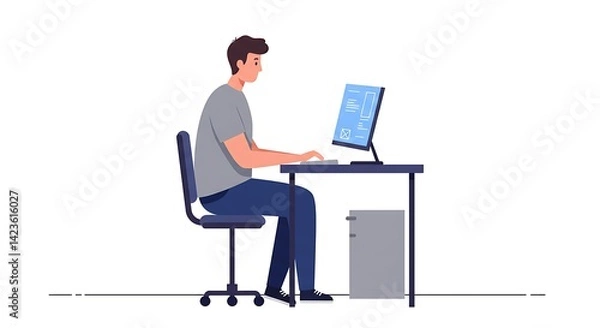 Obraz Conceptual illustration of person using computer workstation for web development