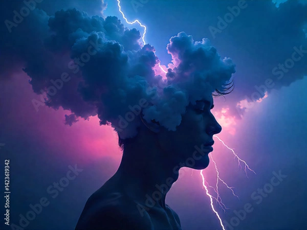 Fototapeta "Storm Within – Abstract Emotional Turmoil of Depression"