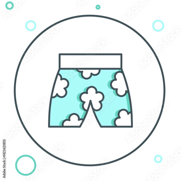 Fototapeta Line Swimming trunks icon isolated on white background. Colorful outline concept. Vector