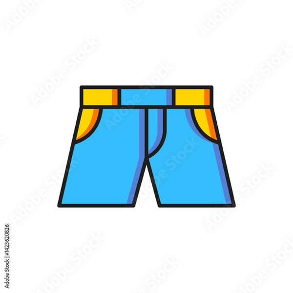 Fototapeta Color Short or pants icon isolated on white background. Flat filled outline style with shadow. Vector