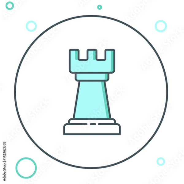 Fototapeta Line Business strategy icon isolated on white background. Chess symbol. Game, management, finance. Colorful outline concept. Vector