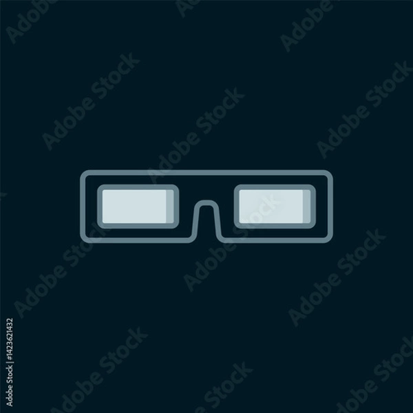 Obraz Line Cinema glasses icon isolated on black background. Flat filled outline style with shadow. Vector