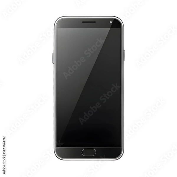 Fototapeta Phone vector mockup smartphone with blank screen black display isolated on transparent background