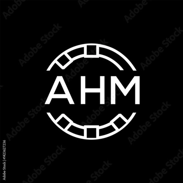 Fototapeta WebAHM letter logo. AHM blue image on white background. AHM Monogram logo design for entrepreneur and business. . AHM best icon.
