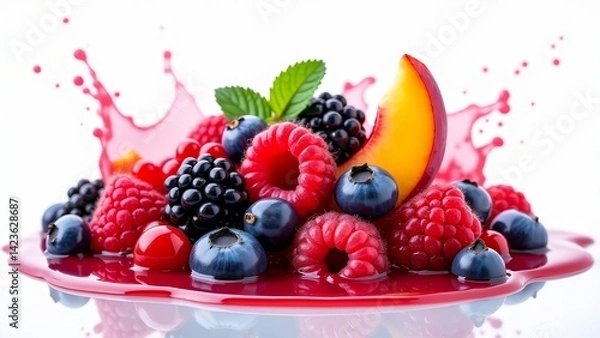 Obraz Berry Mix With Splash Of Juice