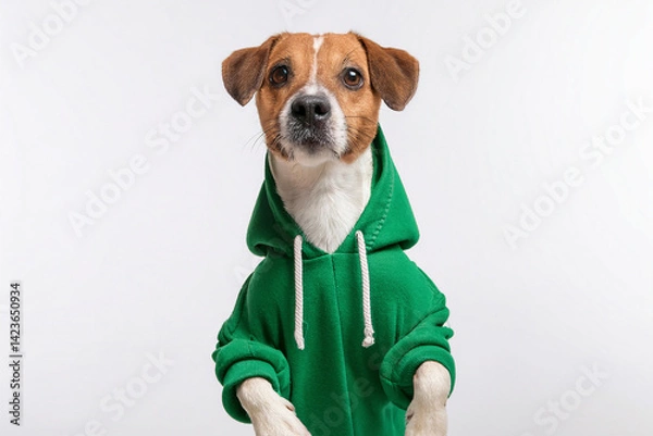 Obraz Generated image, Hunt mit grünen hoodie