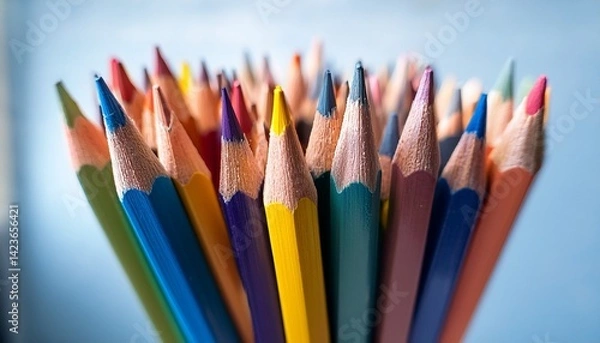Obraz colored pencils on blue background