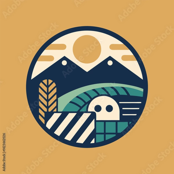 Fototapeta Minimalist logo showcasing the essence of video production with simple yet impactful elements representing nature and creativity