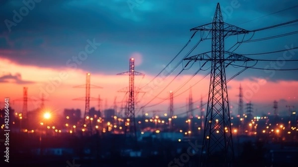 Obraz A smart power grid optimizing electricity distribution for energy efficiency.