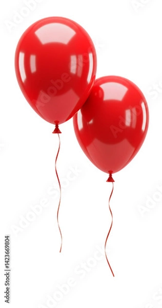 Obraz Two shiny red balloons against a white background.
