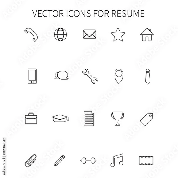 Fototapeta Vector icons for resume.