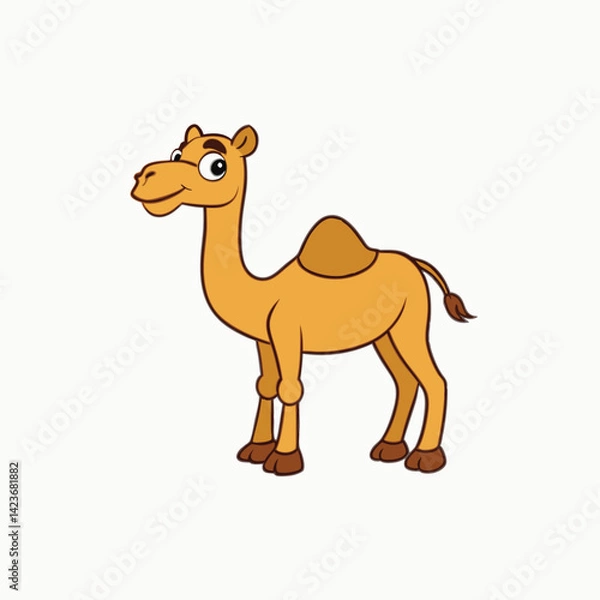 Obraz Bactrian camel walking, side view Colorful Camel Vector Illustration