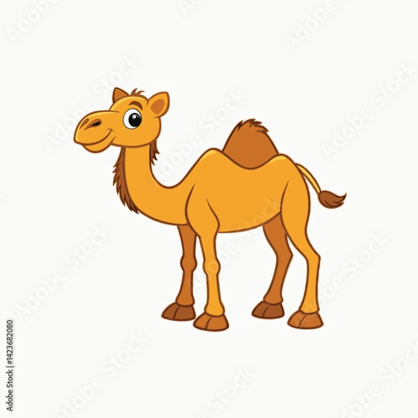 Obraz Bactrian camel walking, side view Colorful Camel Vector Illustration