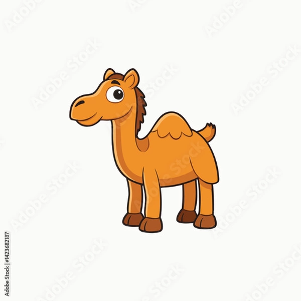 Fototapeta Bactrian camel walking, side view Colorful Camel Vector Illustration