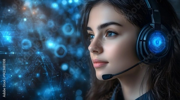 Fototapeta AI-powered call centers are a blend of technology and human interaction.