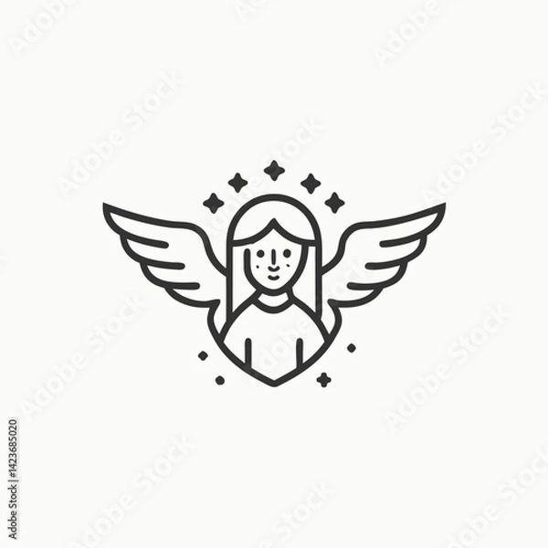 Obraz Virgo zodiac symbol, hand drawn in engraving style. Minimalist head logo, Icon, element. Vector illustration