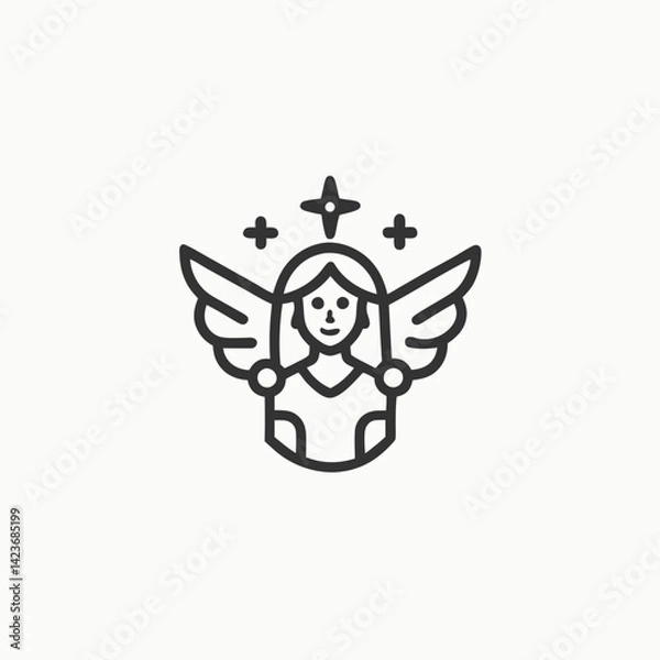 Obraz Virgo zodiac symbol, hand drawn in engraving style. Minimalist head logo, Icon, element. Vector illustration