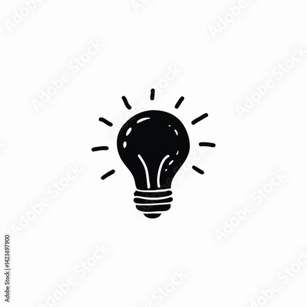 Fototapeta Vector illustration of light bulb representing creativity and ideas. Silhouette of a bulb. 