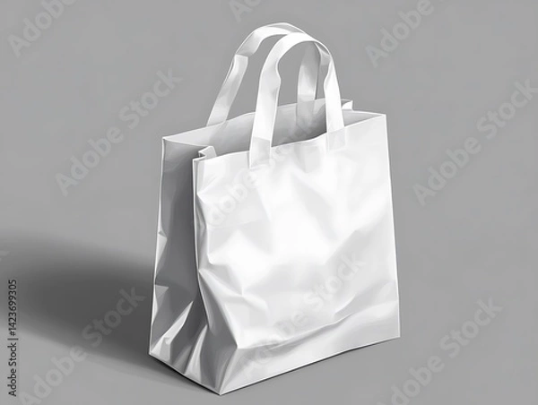 Obraz White Fabric Tote Bag Isolated On A Gray Background With Shadows For Shopping