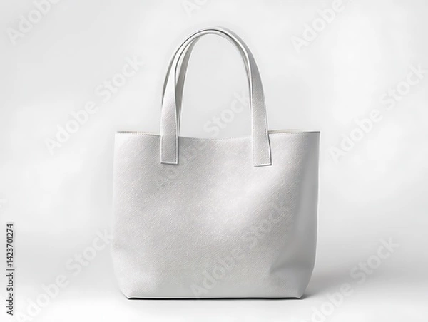 Obraz White Leather Tote Bag Isolated On White Background With Studio Lighting