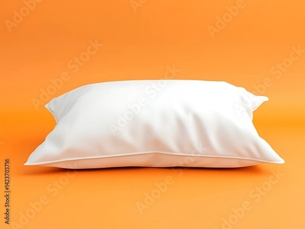 Obraz White Pillow On Orange Background Simple Composition With Soft Lighting