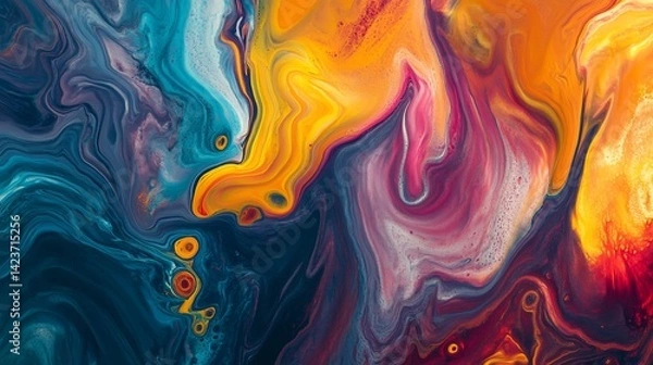 Fototapeta Fluid chromatic abstract, a mesmerizing dance of colors and hypnotic swirls
