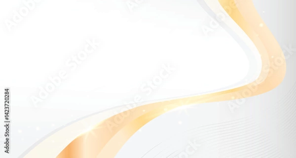 Fototapeta White shiny gold luxury elegant royal background with wavy flowing 3d for business presentation banner with modern look
