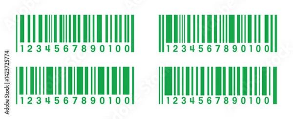 Fototapeta Bar Codes. Green Bar code on transparent background.