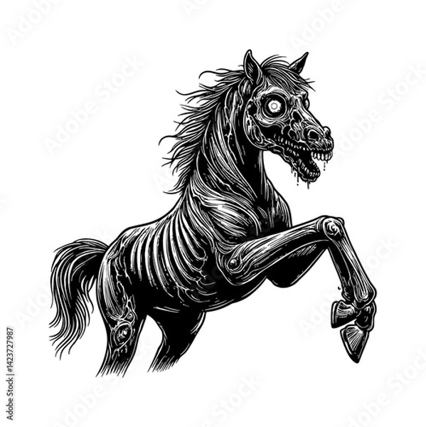 Obraz Creepy Horse Zombie with Undead Horror Theme for Halloween Concept