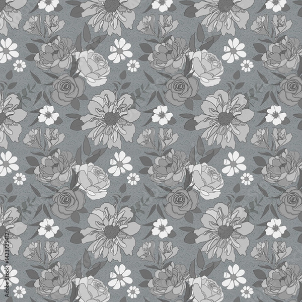 Fototapeta Soft Floral Design with Harmonious Colors and Leaf Details