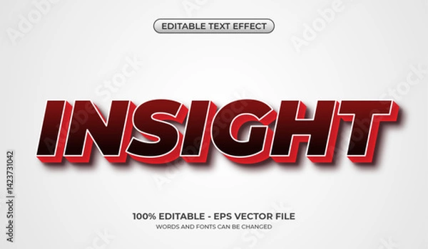 Fototapeta 3D red and bold text effect. Editable dark text effect on a white background