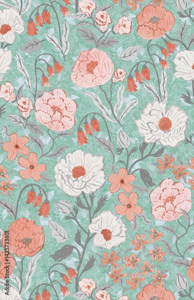 Fototapeta Soft Floral Design with Harmonious Colors and Leaf Details