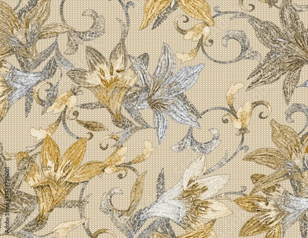 Fototapeta Soft Floral Design with Harmonious Colors and Leaf Details