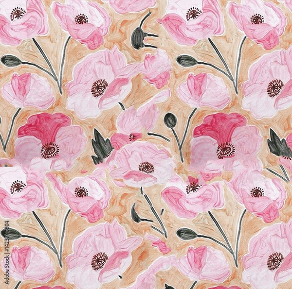 Fototapeta Soft Floral Design with Harmonious Colors and Leaf Details