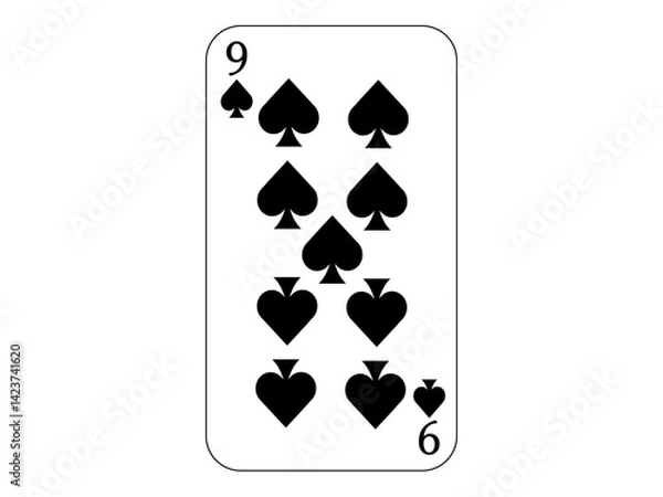 Fototapeta トランプの9　スペード