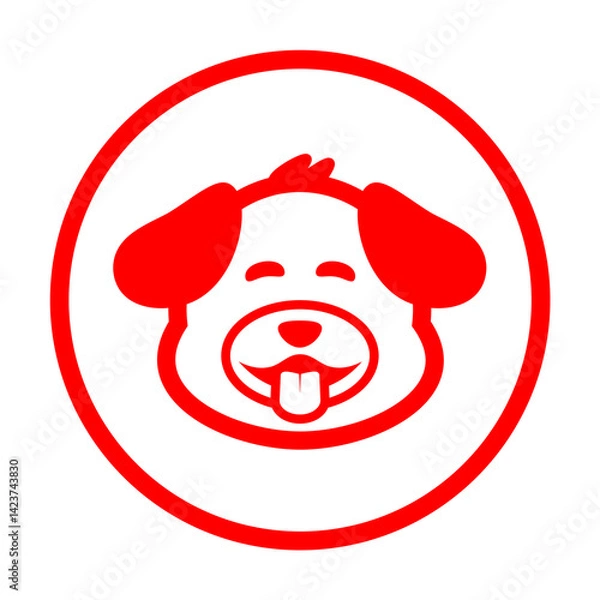 Fototapeta red dog line design circle icon